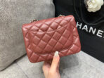 MINI SQUARE FLAP BAG 17CM BURGUNDY LAMBSKIN SILVER HARDWARE - Image 5