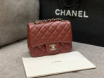 MINI SQUARE FLAP BAG 17CM BURGUNDY LAMBSKIN SILVER HARDWARE - Image 7