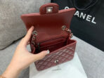 MINI SQUARE FLAP BAG 17CM BURGUNDY LAMBSKIN SILVER HARDWARE - Image 8
