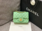 MINI SQUARE FLAP BAG 17CM LIGHT GREEN LAMBSKIN GOLD HARDWARE - Image 3