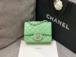 MINI SQUARE FLAP BAG 17CM LIGHT GREEN LAMBSKIN SILVER HARDWARE - Image 3