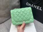MINI SQUARE FLAP BAG 17CM LIGHT GREEN LAMBSKIN SILVER HARDWARE - Image 6