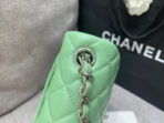 MINI SQUARE FLAP BAG 17CM LIGHT GREEN LAMBSKIN SILVER HARDWARE - Image 7
