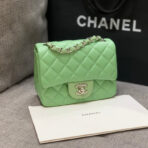 MINI SQUARE FLAP BAG 17CM LIGHT GREEN LAMBSKIN SILVER HARDWARE - Image 2