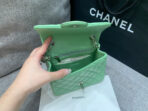 MINI SQUARE FLAP BAG 17CM LIGHT GREEN LAMBSKIN SILVER HARDWARE - Image 8