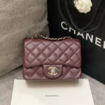 MINI SQUARE FLAP BAG 17CM CHOCOLATE CAVIAR SILVER HARDWARE - Image 2