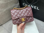 MINI SQUARE FLAP BAG 17CM CHOCOLATE CAVIAR GOLD HARDWARE - Image 3