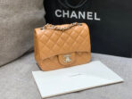 MINI SQUARE FLAP BAG 17CM BROWN LAMBSKIN SILVER HARDWARE - Image 8