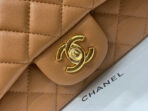 MINI SQUARE FLAP BAG 17CM BROWN LAMBSKIN GOLD HARDWARE - Image 4