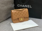 MINI SQUARE FLAP BAG 17CM BROWN LAMBSKIN GOLD HARDWARE - Image 7