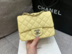 MINI SQUARE FLAP BAG 17CM YELLOW LAMBSKIN SILVER HARDWARE - Image 3