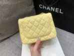 MINI SQUARE FLAP BAG 17CM YELLOW LAMBSKIN SILVER HARDWARE - Image 6