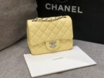 MINI SQUARE FLAP BAG 17CM YELLOW LAMBSKIN SILVER HARDWARE - Image 7