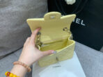 MINI SQUARE FLAP BAG 17CM YELLOW LAMBSKIN SILVER HARDWARE - Image 8