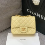 MINI SQUARE FLAP BAG 17CM YELLOW LAMBSKIN GOLD HARDWARE - Image 2