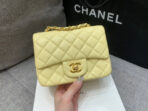 MINI SQUARE FLAP BAG 17CM YELLOW LAMBSKIN GOLD HARDWARE - Image 3