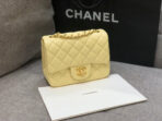 MINI SQUARE FLAP BAG 17CM YELLOW LAMBSKIN GOLD HARDWARE - Image 8
