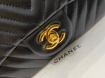 MINI SQUARE FLAP BAG 17CM BLACK LAMBSKIN CHEVRON GOLD HARDWARE - Image 4