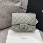 MINI SQUARE FLAP BAG 17CM GREY CAVIAR SILVER HARDWARE - Image 2