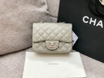 MINI SQUARE FLAP BAG 17CM GREY CAVIAR SILVER HARDWARE - Image 4