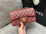MINI RECTANGLE FLAP BAG 20CM BURGUNDY LAMBSKIN GOLD HARDWARE - Image 3