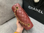 MINI RECTANGLE FLAP BAG 20CM BURGUNDY LAMBSKIN GOLD HARDWARE - Image 5