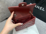 MINI RECTANGLE FLAP BAG 20CM BURGUNDY LAMBSKIN SILVER HARDWARE - Image 8