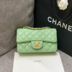 MINI RECTANGLE FLAP BAG 20CM LIME LAMBSKIN GOLD HARDWARE - Image 2