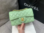 MINI RECTANGLE FLAP BAG 20CM LIME LAMBSKIN GOLD HARDWARE - Image 3