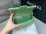 MINI RECTANGLE FLAP BAG 20CM LIME LAMBSKIN GOLD HARDWARE - Image 8