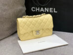 MINI RECTANGLE FLAP BAG 20CM YELLOW LAMBSKIN SILVER HARDWARE - Image 8