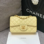 MINI RECTANGLE FLAP BAG 20CM YELLOW LAMBSKIN GOLD HARDWARE - Image 2