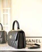 CC TRENDY 20CM BLACK LAMBSKIN GOLD HARDWARE - Image 6