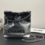 CC HOBO MINI 20CM BLACK GREY LAMBSKIN SILVER HARDWARE - Image 2