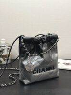 CC HOBO MINI 20CM BLACK GREY LAMBSKIN SILVER HARDWARE - Image 3