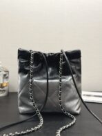 CC HOBO MINI 20CM BLACK GREY LAMBSKIN SILVER HARDWARE - Image 4