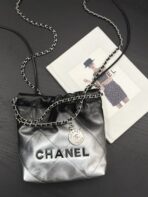 CC HOBO MINI 20CM BLACK GREY LAMBSKIN SILVER HARDWARE - Image 5
