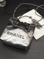CC HOBO MINI 20CM BLACK GREY LAMBSKIN SILVER HARDWARE - Image 6