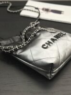 CC HOBO MINI 20CM BLACK GREY LAMBSKIN SILVER HARDWARE - Image 7