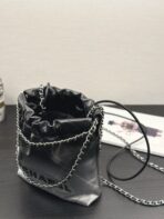 CC HOBO MINI 20CM BLACK GREY LAMBSKIN SILVER HARDWARE - Image 9