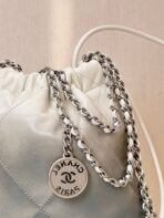 CC HOBO MINI 20CM WHITE GREY LAMBSKIN SILVER HARDWARE - Image 8