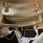 FLAP BAG MEDIUM 24CM GOLD METALIC CALFSKIN - Image 6