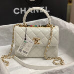 CC TRENDY 20CM WHITE LAMBSKIN GOLD HARDWARE - Image 2