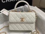 CC TRENDY 20CM WHITE LAMBSKIN GOLD HARDWARE - Image 3