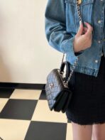 CC TRENDY 20CM BLACK LAMBSKIN GOLD HARDWARE - Image 3