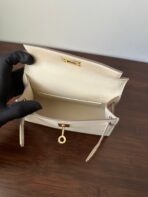 HM KELLY MINI 20 WHITE CHEVRE GOLD HARDWARE - Image 8