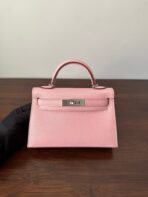 HM KELLY MINI 20 PINK CHEVRE SILVER HARDWARE - Image 3