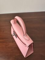 HM KELLY MINI 20 PINK CHEVRE SILVER HARDWARE - Image 5