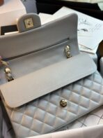 FLAP BAG 25CM GOLD HARDWARE GREY CAVIAR - Image 9
