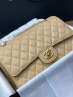 FLAP BAG 25CM GOLD HARDWARE BEIGE CAVIAR - Image 3